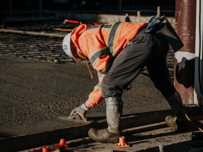 The workers in the construction site