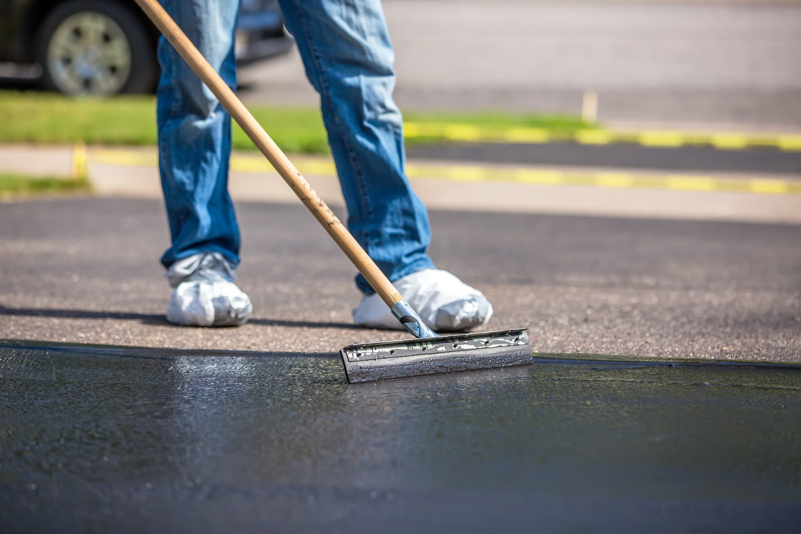 Close-Up of Do It Yourself Driveway Seal Coating