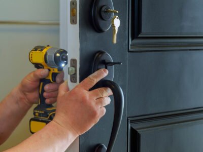 A handyman changes locks
